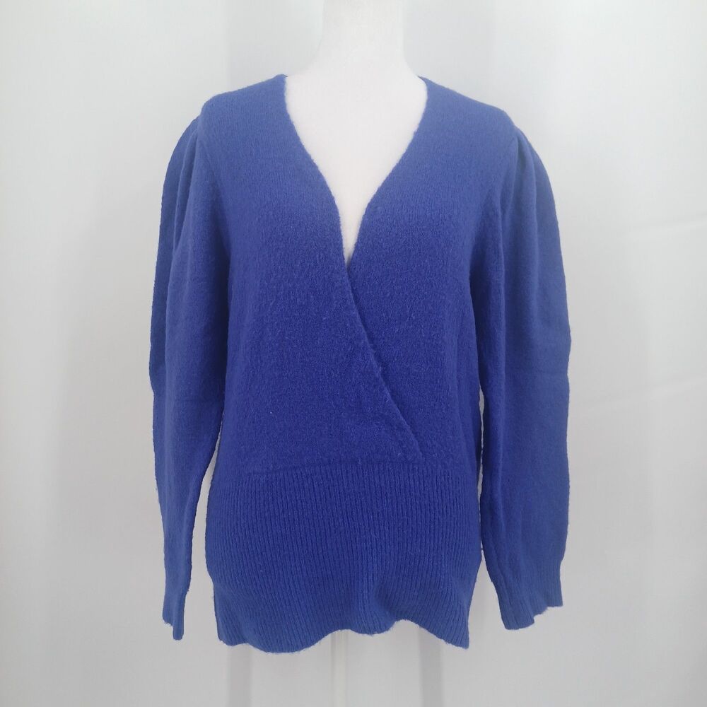 womens something new size medium v neck wrap front long sleeve sweater alpaca